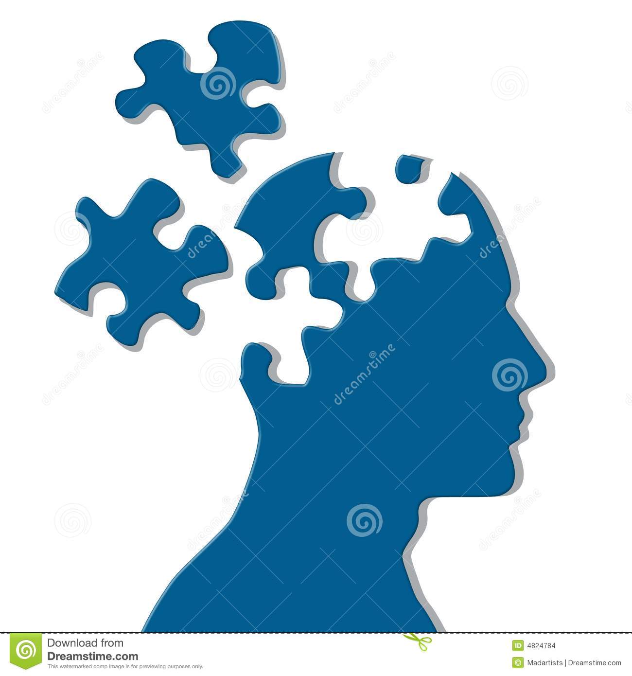 Featuring A Human Head Silhouette In Blue Wth Puzzle Pieces Missing