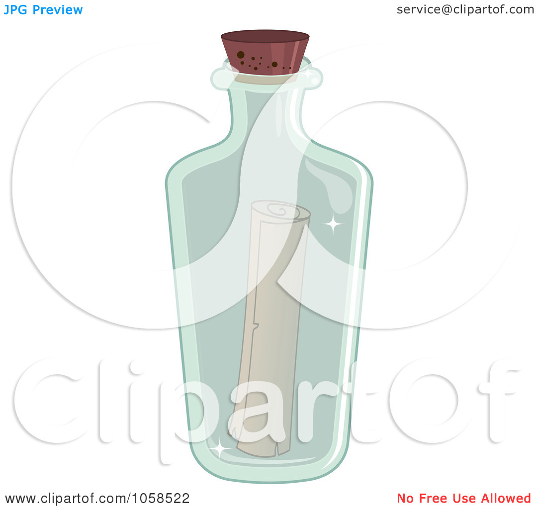 Free Vector Clip Art Illustration Of A Message In A Clear Bottle