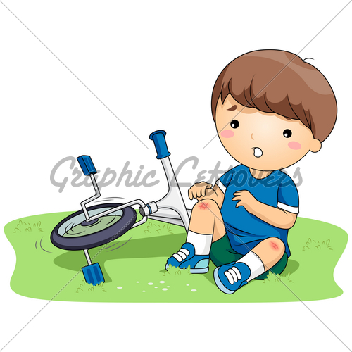Illustration Of A Boy Who Bruised His Knees Aft
