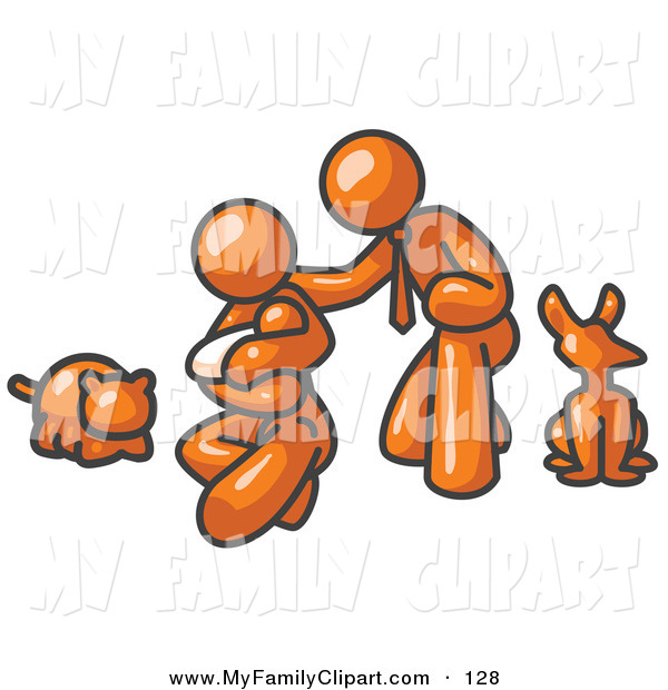 Royalty Free Family Clip Art Of A Happy Orange Family