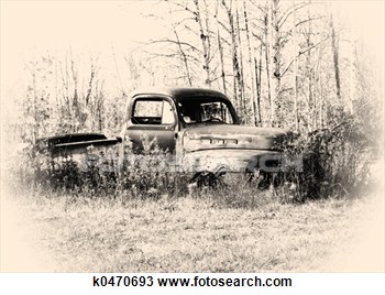 Stock Photo Of Old Pickup Truck K0470693   Search Stock Images Poster