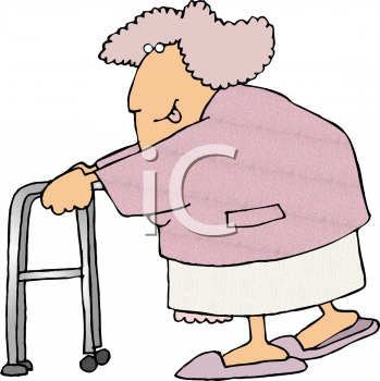 0511 0812 2901 5539 Old Lady With A Walker Clipart Image