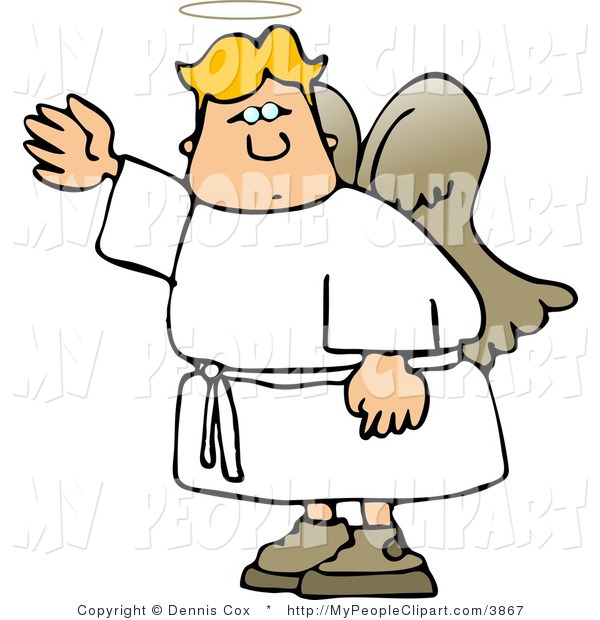 Clip Art Of A Male Angel In White Waving His Hand In The Air By Djart
