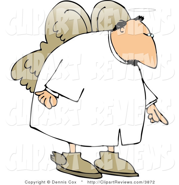 Clip Art Of A Male Angel Pointing Finger Down To Earth By Djart