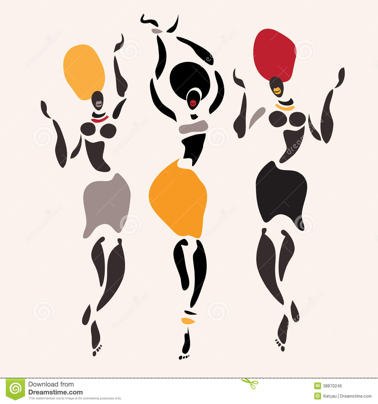 Figures Of African Dancers  Vector Illustration
