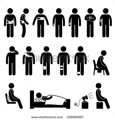 Human Body Support Equipment Tools Injury Pain Stick Figure Pictogram