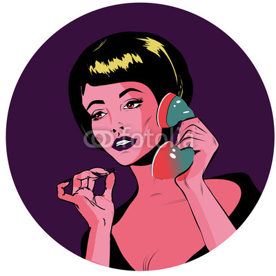 Illustration  Lady Chatting On The Phone   Retro Clip Art Vintage