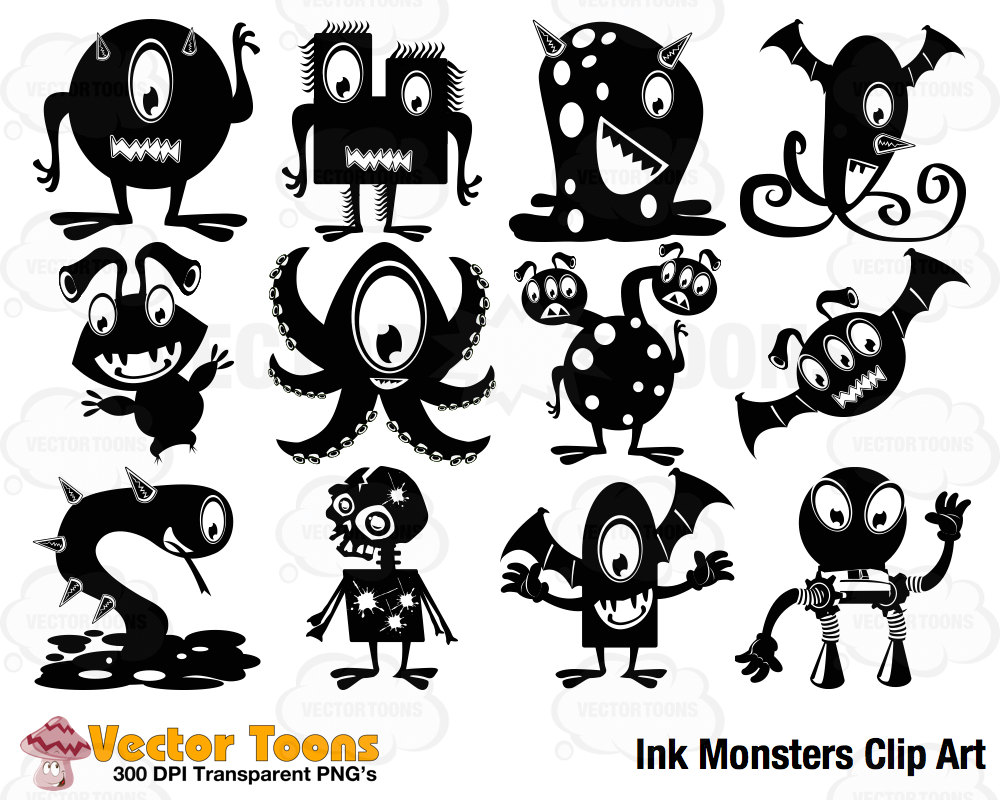 Ink Monsters Clip Art Digital Clipart Digital By Vectortoons