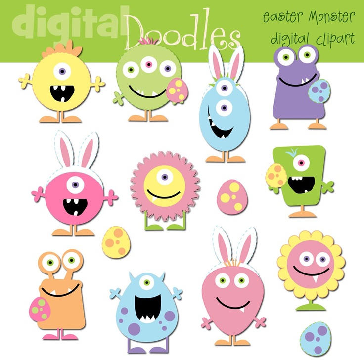 Instant Download Easter Monsters Digital Clip Art