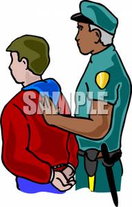 Juvenile Being Incarcerated By A Police Officer   Royalty Free Clipart