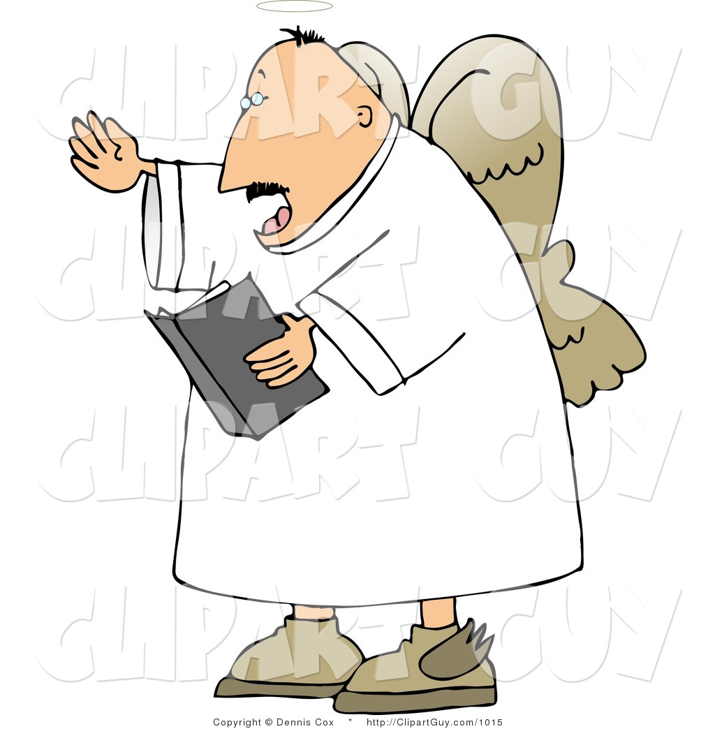 Larger Preview  Clip Art Of A Male Angel Reading From The Good Book By