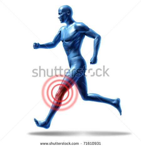 Running Man With Knee Pain And Injury Representing A Medical Symbol Of    