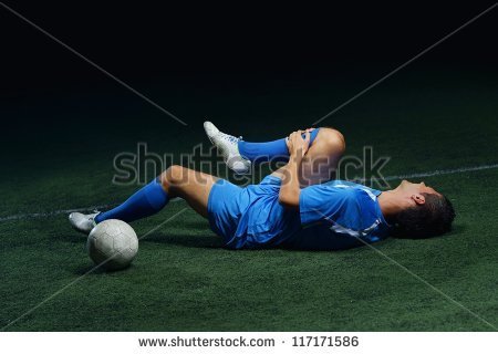Soccer Player Have Pain Injury Accident On Football Game   Stock Photo