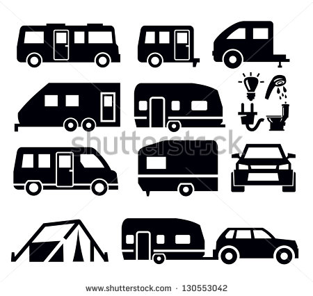 Vector Download   Caravan Or Camper Van Icons On White