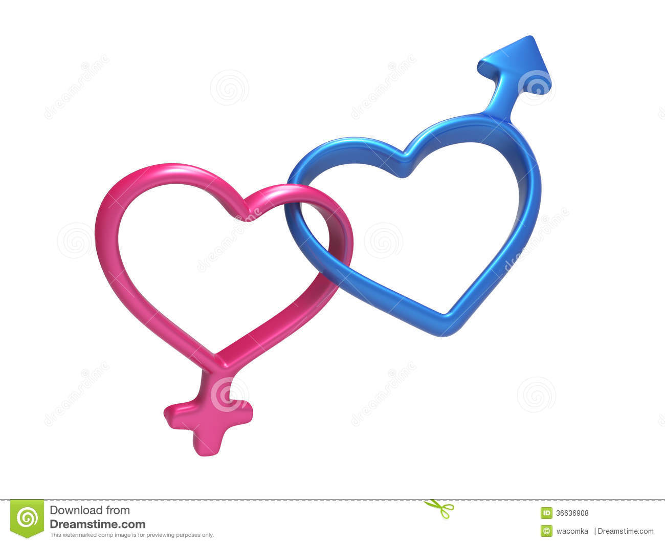 3d Colorful Hearts Gender Symbols Linked Together Royalty Free Stock