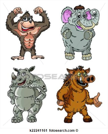 Animal Cartoon Mascot Collection   View Large Clip Art Graphic