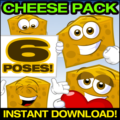 Cartoon Cheese Mascot Vector Pack Collection   Cheese Clipart