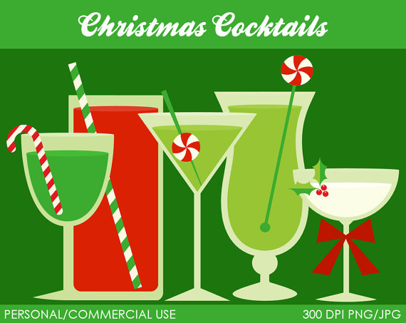 Christmas Cocktails Clipart   Digital Clip Art Graphics For Personal