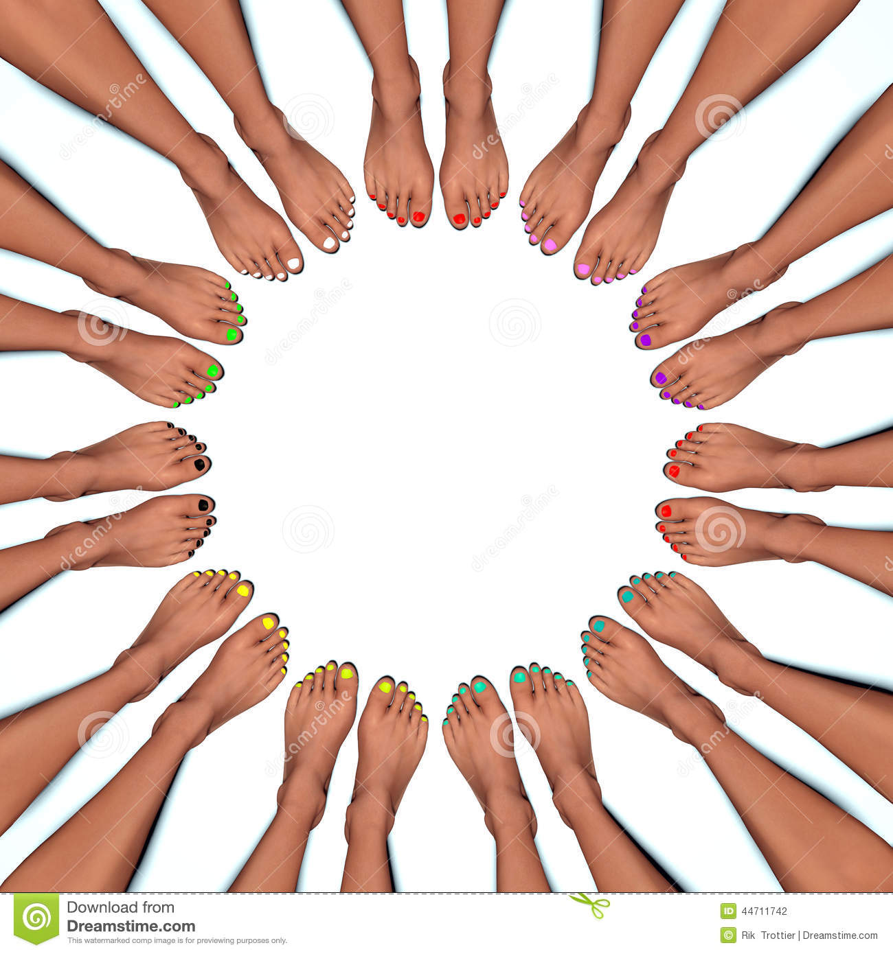 Circle Of Feet With Painted Toenails 