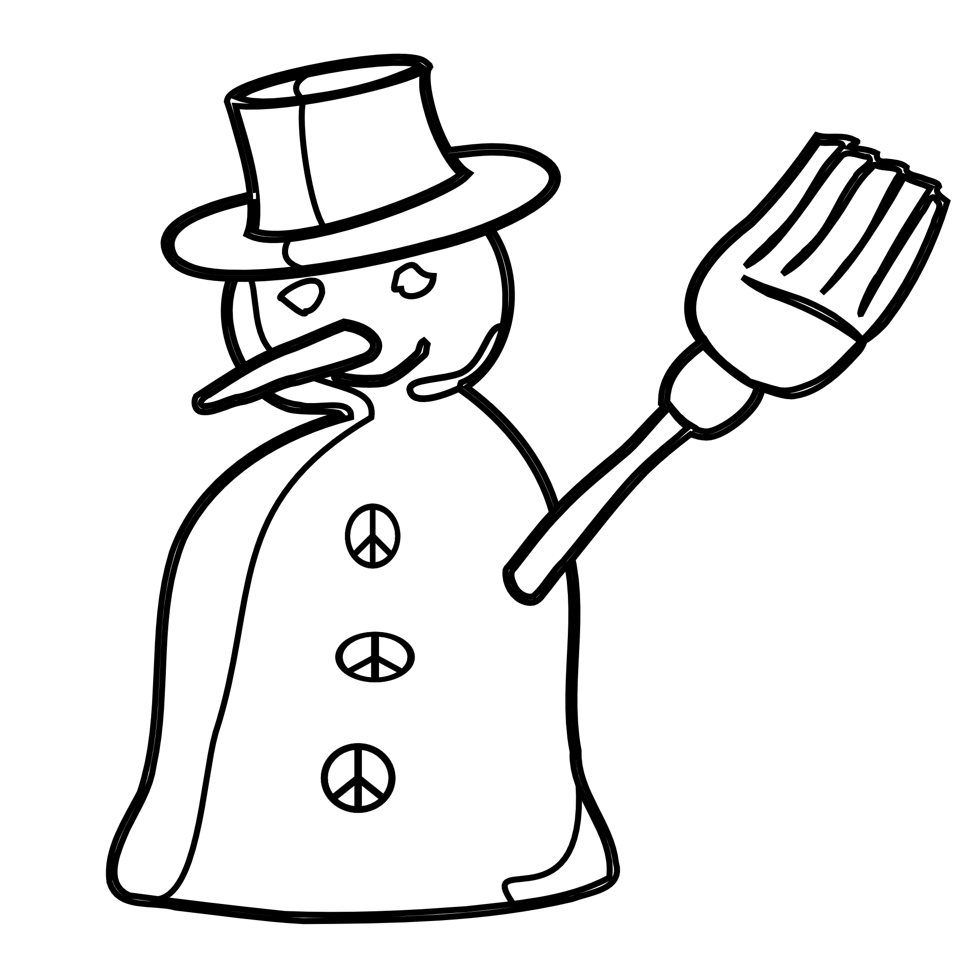 Clipartist Net   Clip Art   Snowman Holiday Black White Peace Symbol
