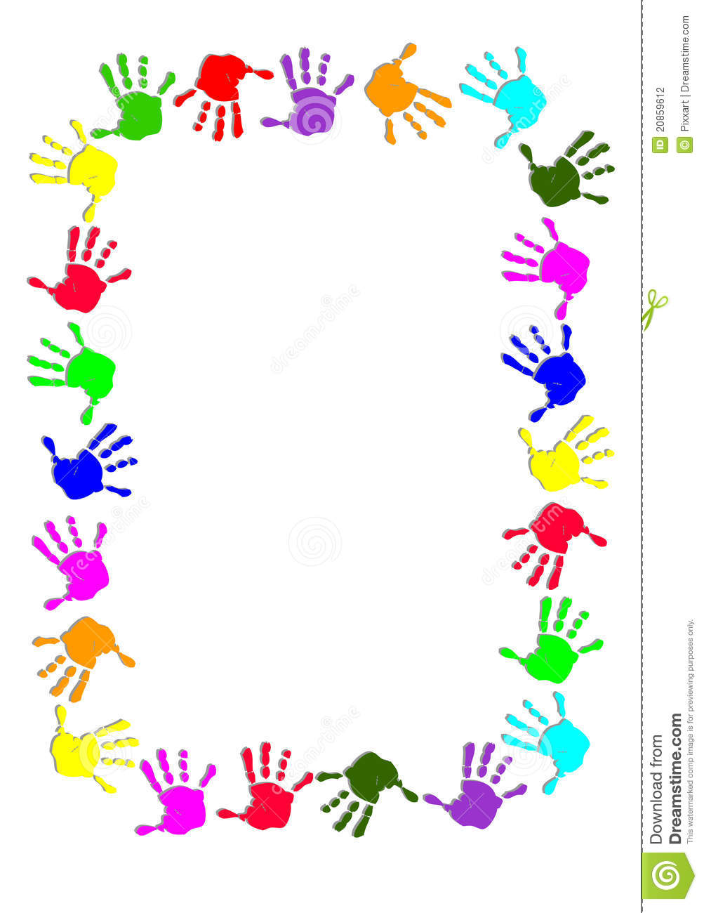 Colorful Handprint Border Clip Art