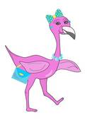 Cute Pink Lady Flamingo   Clipart Graphic