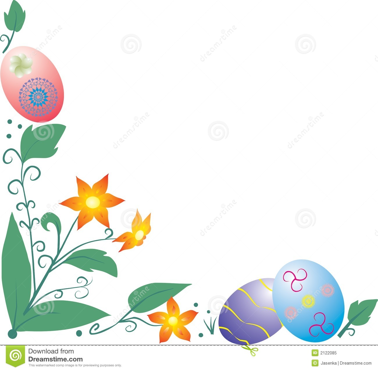 Easter Border With Flowers Royalty Free Stock Photo   Image  2122085