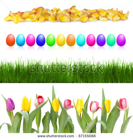 Easter Flowers Border Row Of Spring Flowers Clipart