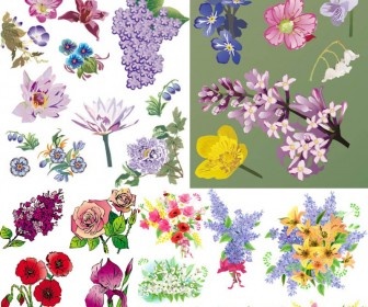 Flowers Vector Clipart Set   Digital Scrapbooking   Pinterest