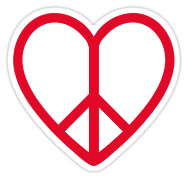 Love And Peace Red Heart With Peace Sign Stickers By Beakraus    