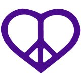 Peace And Love Heart Decal Sticker  Purple 8 Inch 
