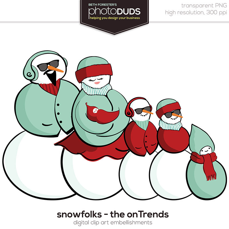 Snowman Family Clip Art Embellishments Clip Art