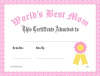     World S Best Mom Award Pink Border Best Mom Certificate Lovely Purple