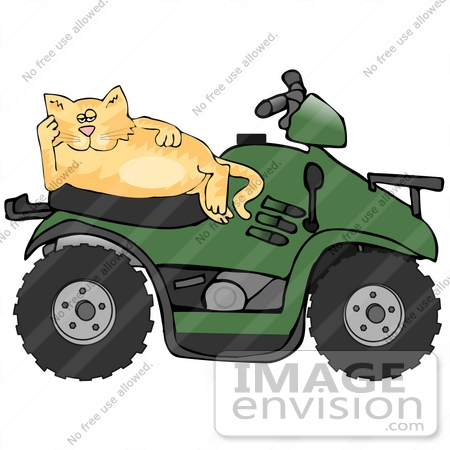 30794 Clip Art Graphic Of A Lazy Orange Cat Relaxing On The Seat Of A