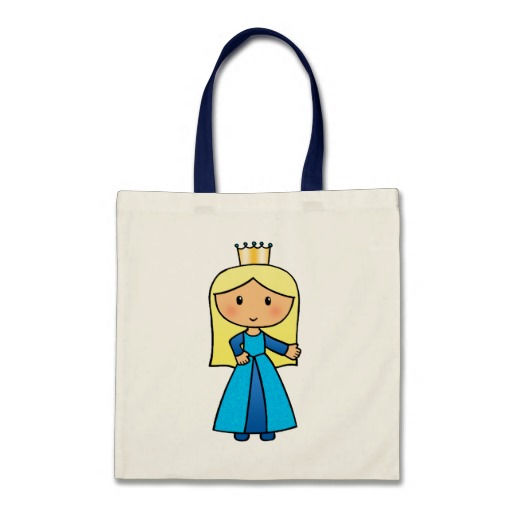 Cartoon Clip Art Cute Blonde Princess In Blue Dres Tote Bags