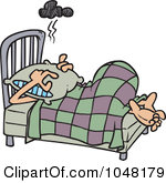 Clip Art Illustration Of A Cartoon Man Covering His Head With A Pillow