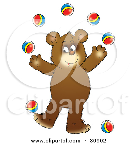 Clipart Illustration Of A Bear Cub Smiling While Juggling Seven