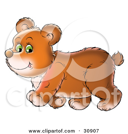Clipart Illustration Of A Chubby Green Eyed Bear Cub Walking Past By