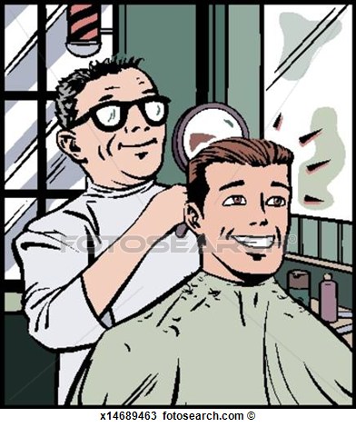Drawing   Man Getting Haircut  Fotosearch   Search Clipart