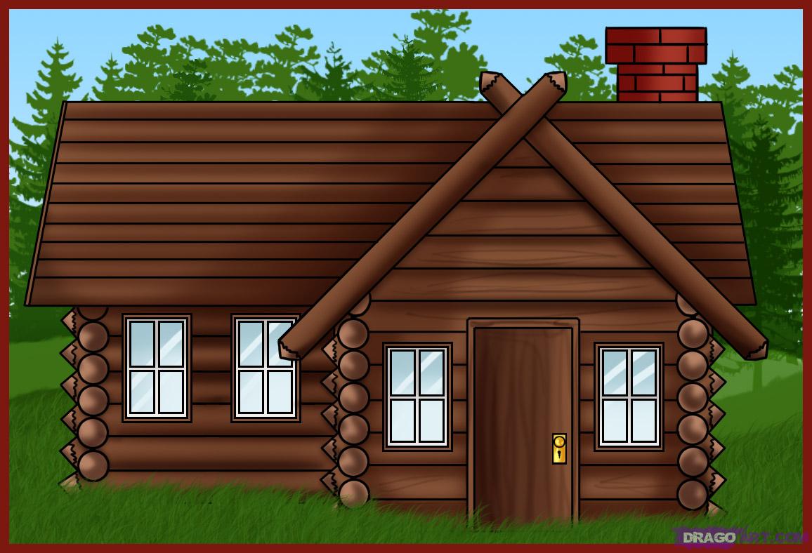 How To Draw A Log Cabin House Step By Step Buildings Landmarks