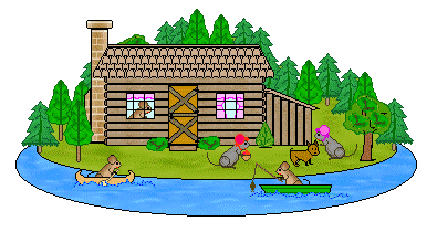 Mice Clip Art   Mouse House With Small Lake   Mouse Cabin With River