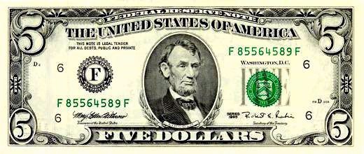 Older Series 5 Dollar Bill Front New Series 5 Dollar Bill Front