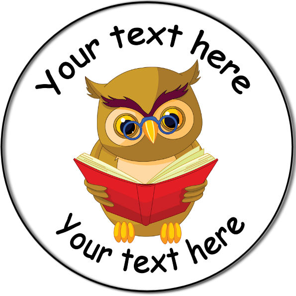 Personalised Custom Badge Education And School Wise Owl Reading A Book