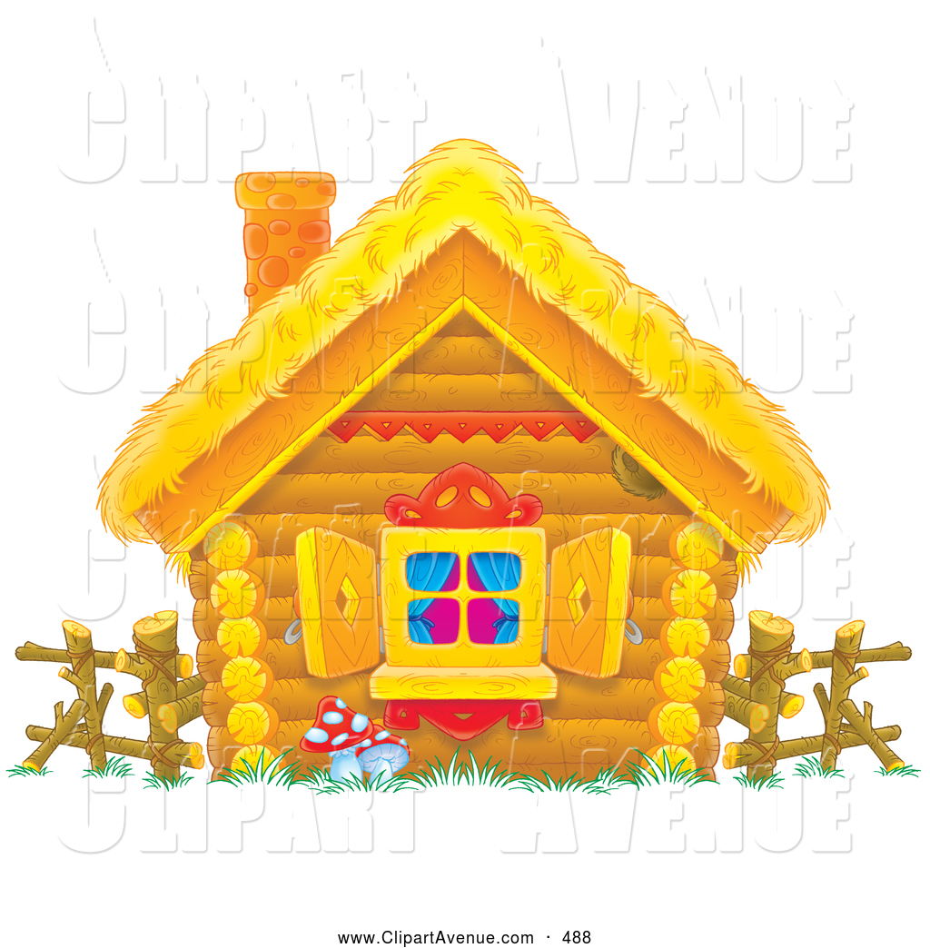 Preview  Avenue Clipart Of A Old Log Home With A Straw Roof Log