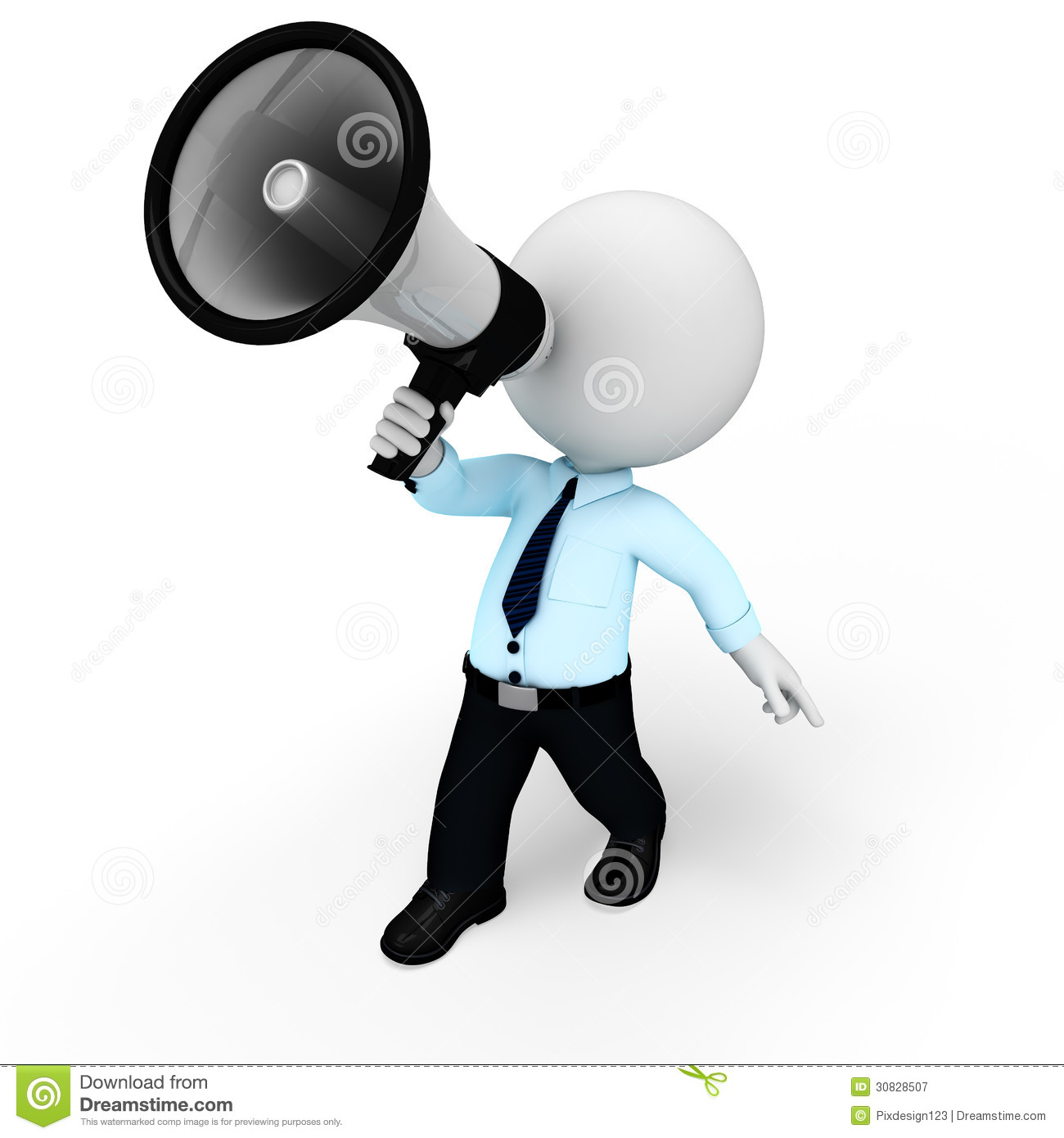       3d White People As Service Man With Loud Speaker  Image  30828507