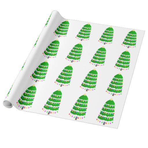Christmas Tree Clip Art Gift Wrap Paper   Zazzle
