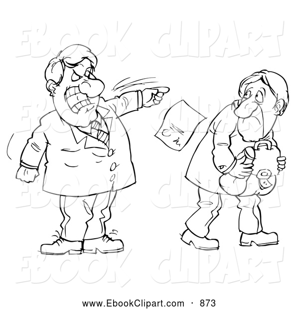 Clip Art Of A Coloring Page Of A Mean Boss Firing A Man By Alex
