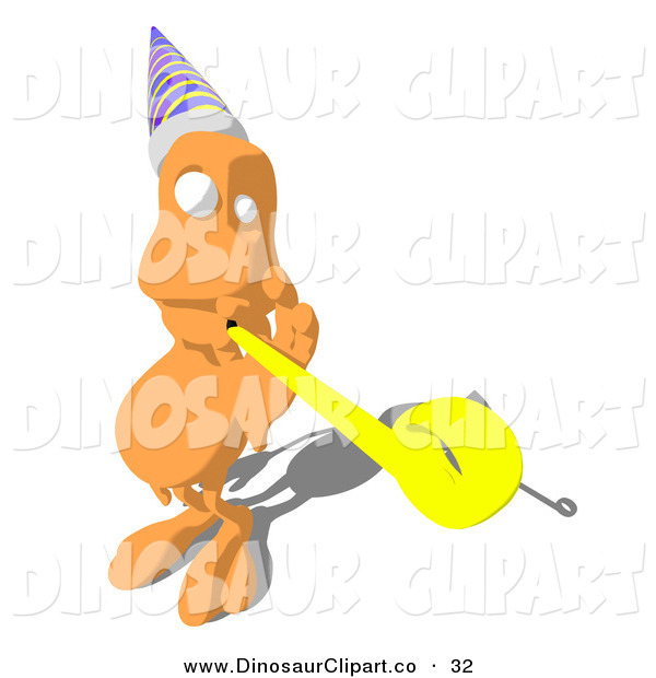 Clip Art Of A Cute Orange Monster Character Playing With A Party    