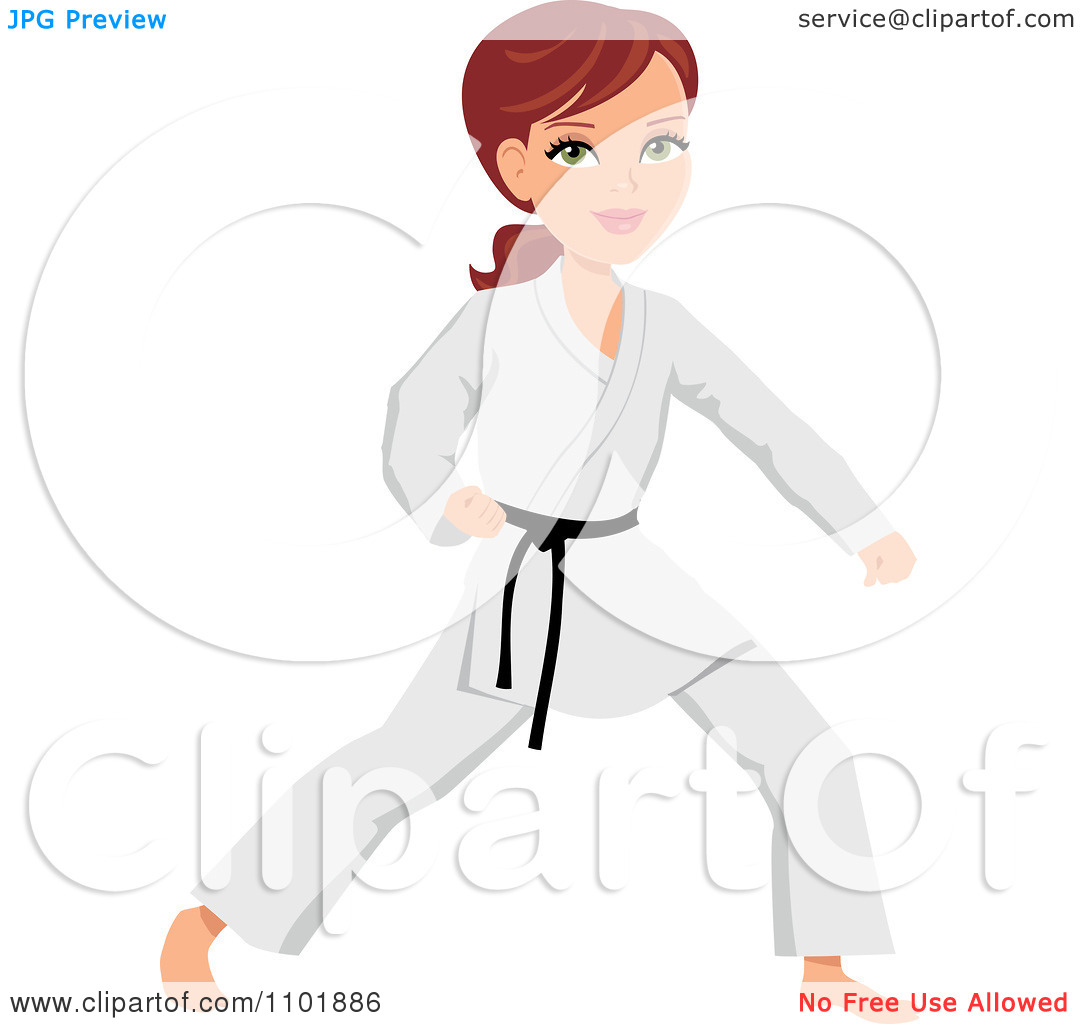 Clipart Strong Karate Woman   Royalty Free Vector Illustration By