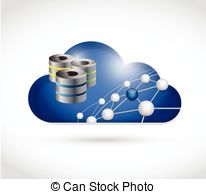 Cloud Link Network And Servers Illustration Design Over A